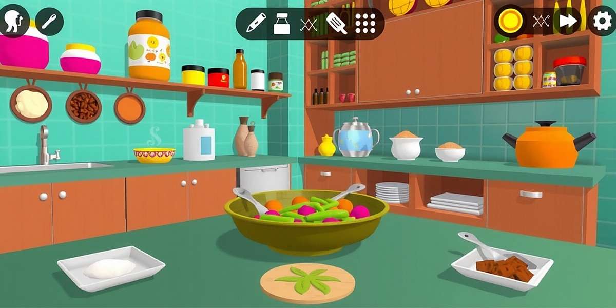Spice Symphony Gameplay Spice Symphony gameplay showing a virtual kitchen with Indian spices and ingredients
